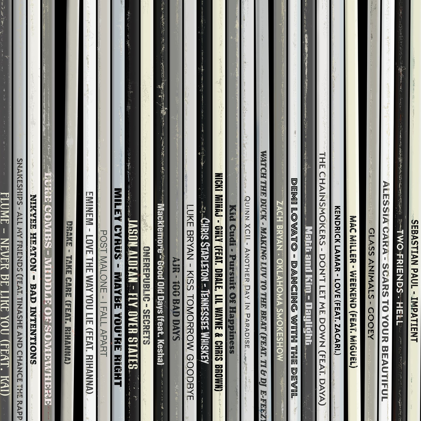 Personalised 30 Monochrome Vinyl Record Print