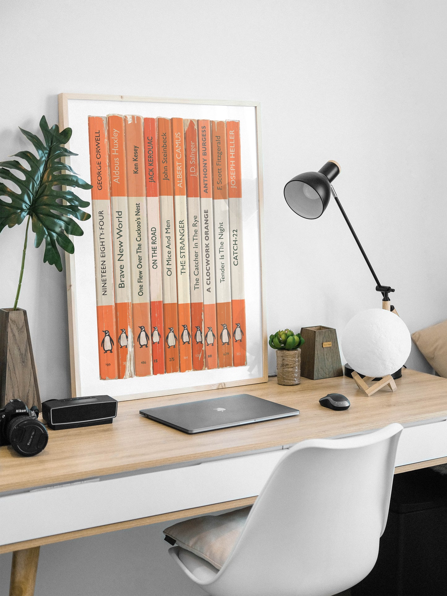 Personalised Orange Penguin Book Spine Print