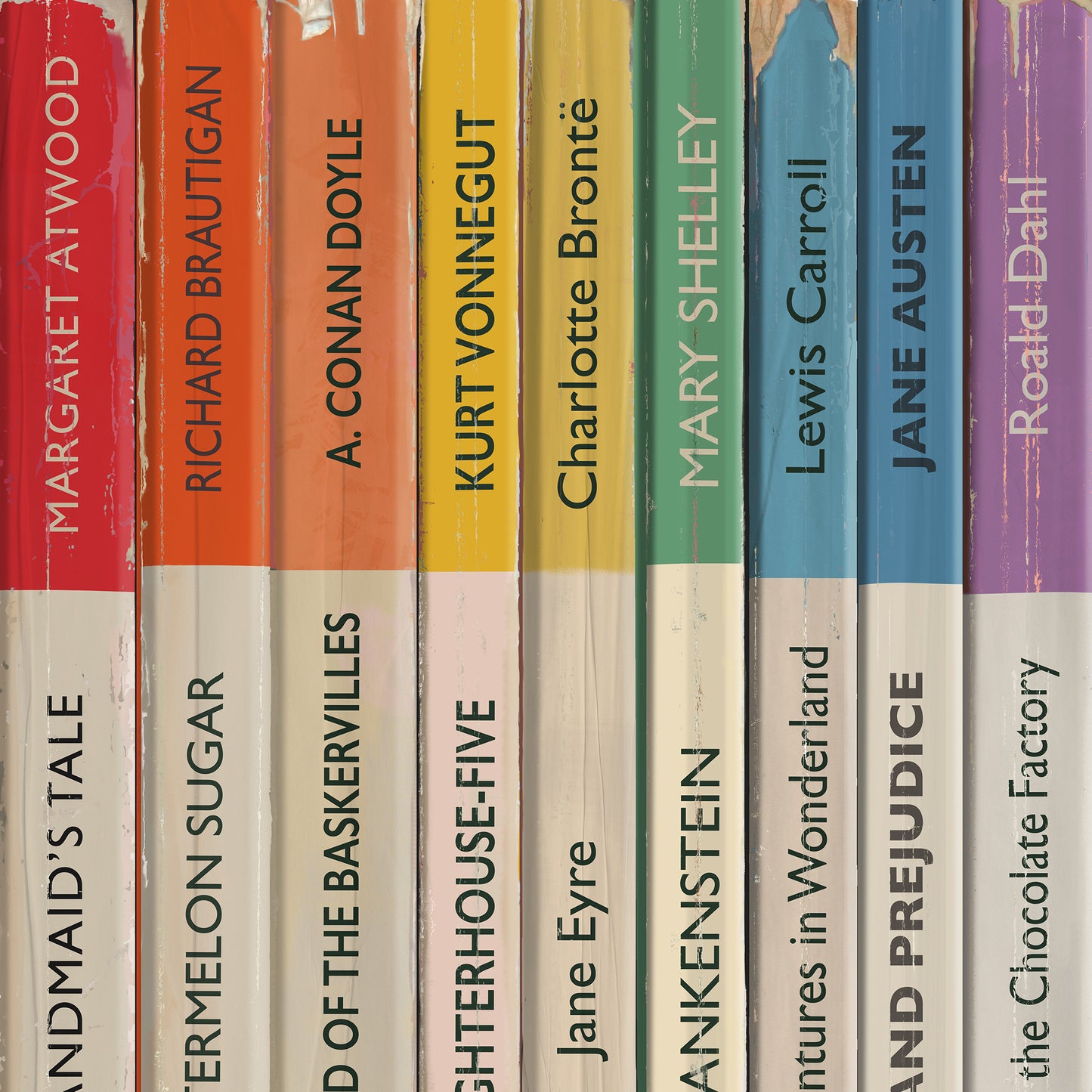Personalised Rainbow Penguin Book Spine Print