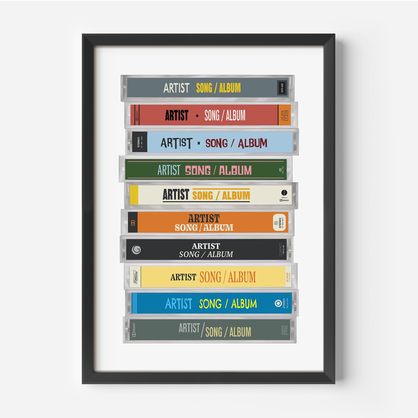 Personalised Cassette Tape Stack Print
