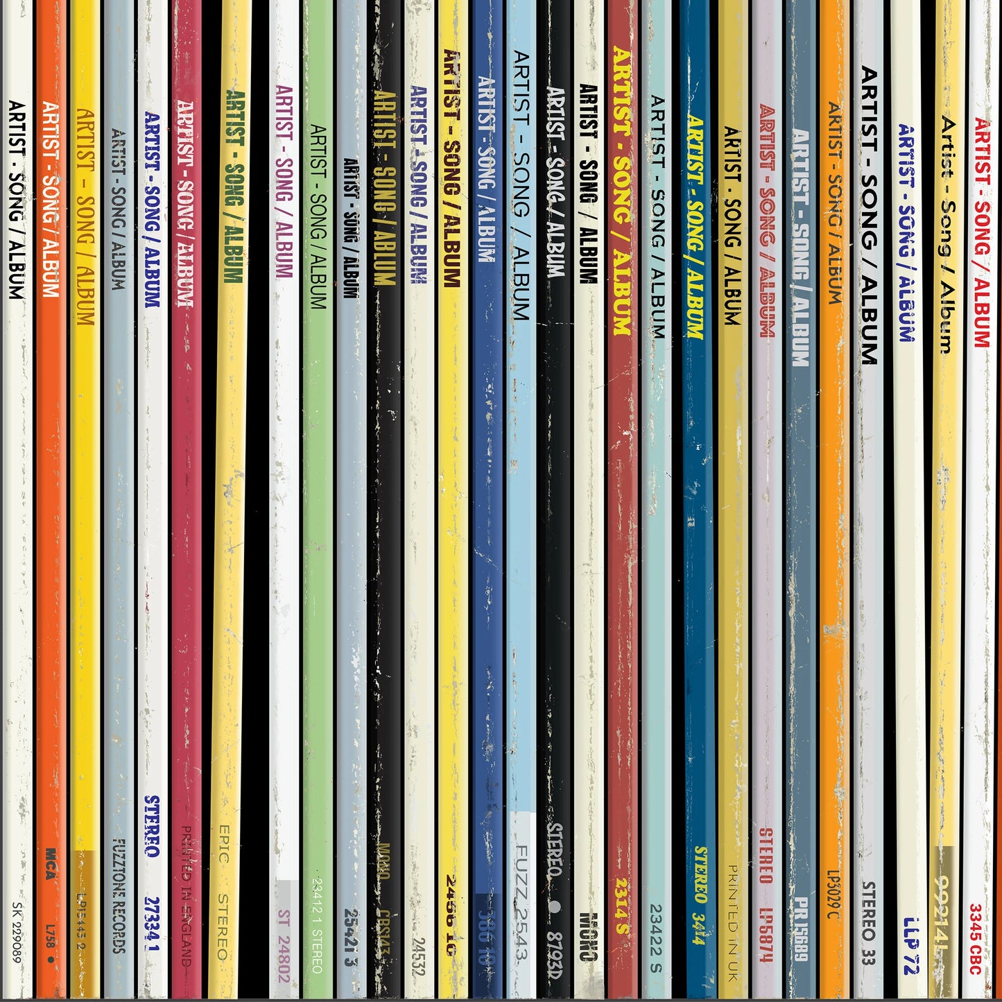 Personalised 50 Vinyl Record Spine Print